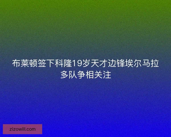 布莱顿签下科隆19岁天才边锋埃尔马拉多队争相关注
