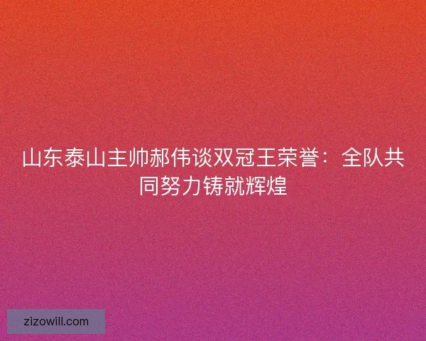 山东泰山主帅郝伟谈双冠王荣誉：全队共同努力铸就辉煌